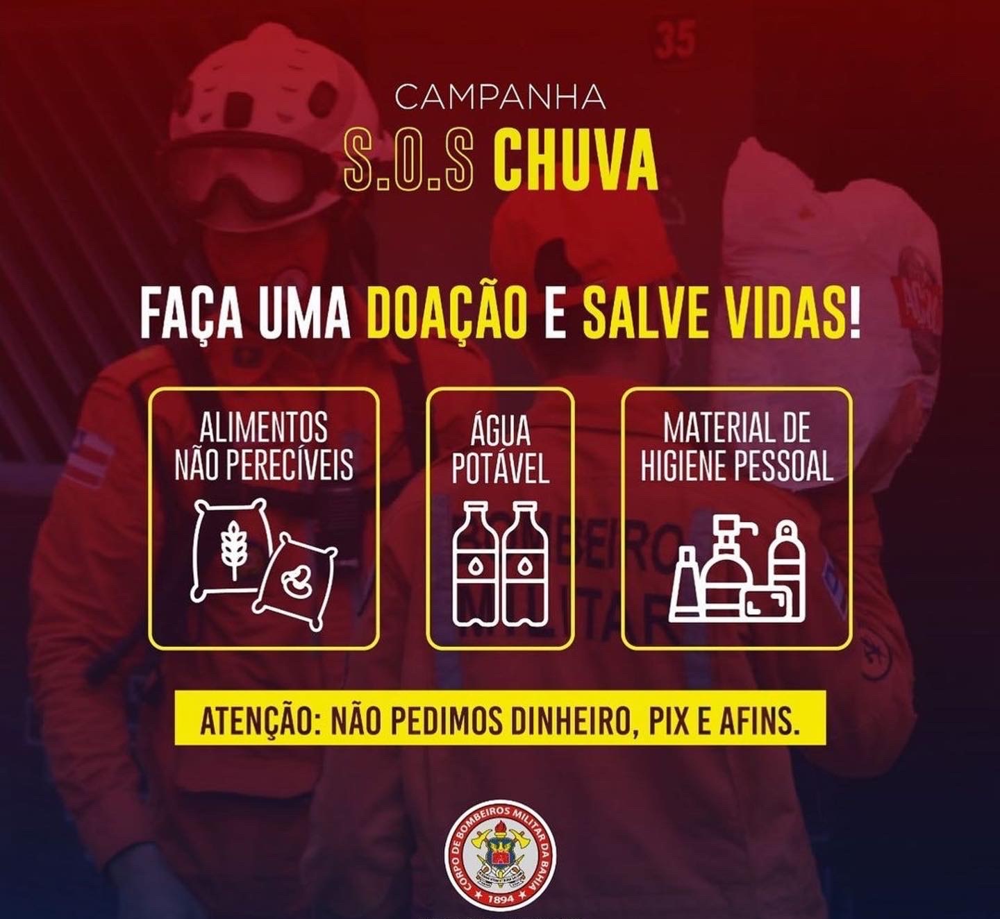 Com apoio da Prefeitura de Juazeiro, bombeiros militares arrecadam donativos para vítimas da chuva na Bahia
