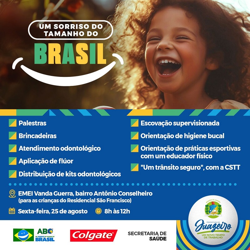 Um Sorriso do Tamanho do Brasil: Prefeitura de Juazeiro leva ações do programa ao Residencial São Francisco nesta sexta (25)